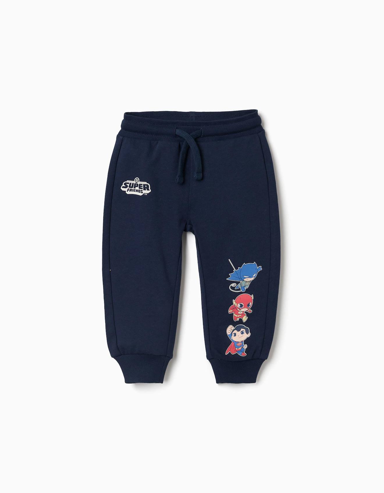 Pantalon De Jogging En Coton Avec Imprimé Super Friends Bleu Foncé