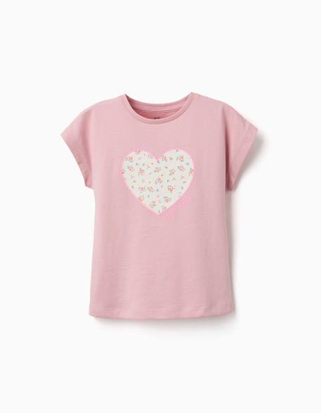 Fille-T-shirt fille manches courtes cœur floral