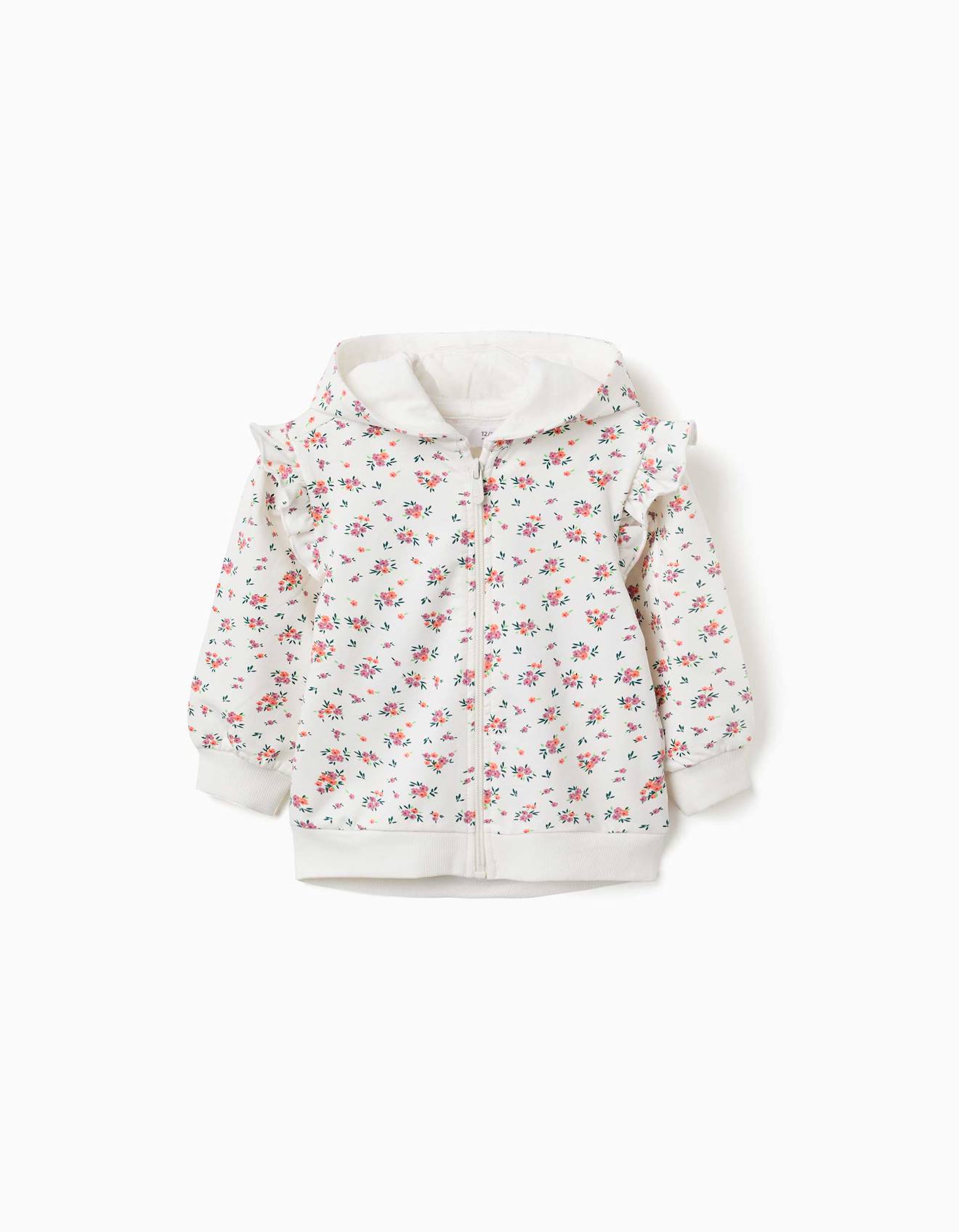 Sweat Zippé En Molleton À Capuche Avec Motif Floral Beige Clair