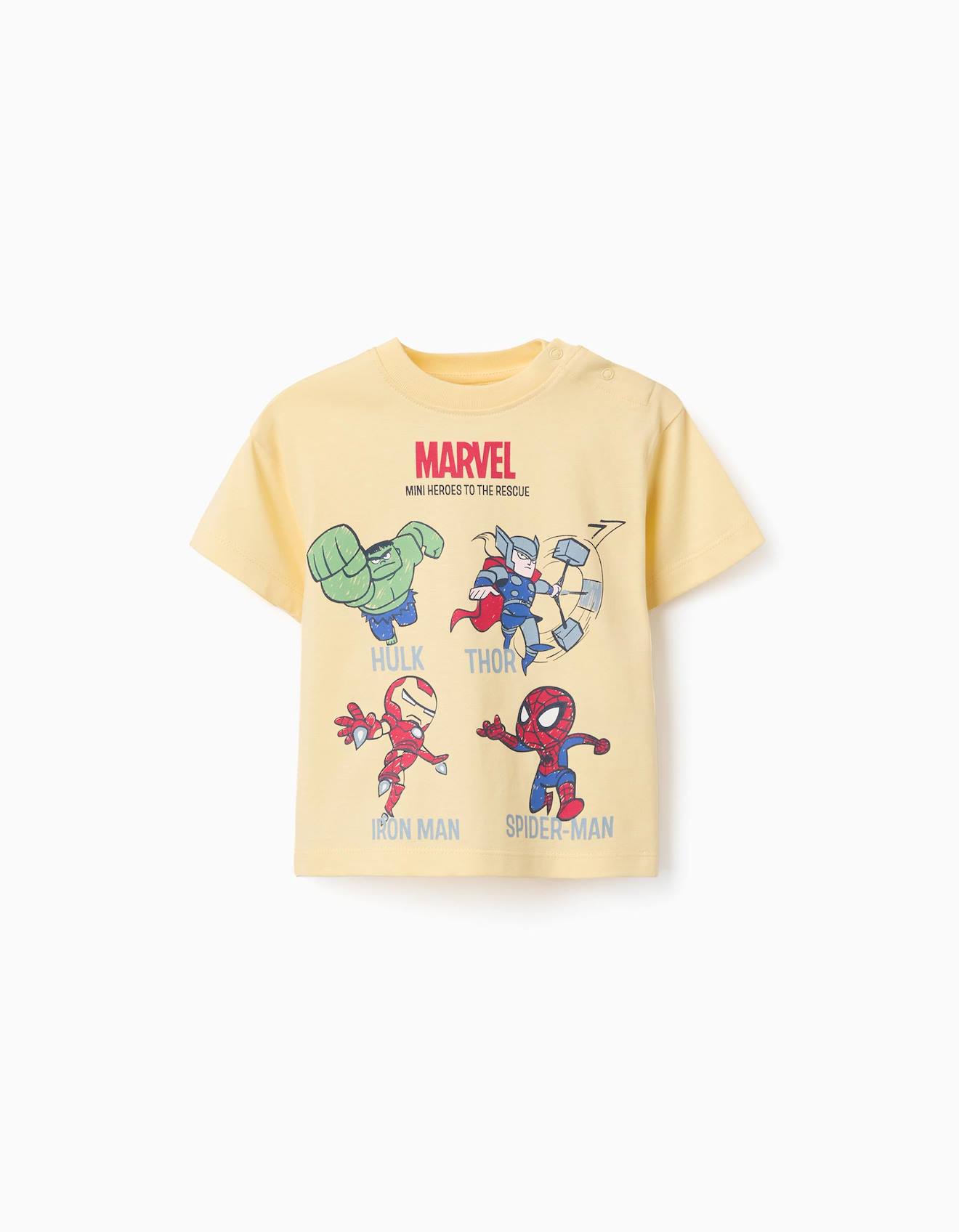 T-shirt Garçon Manches Courtes Marvel Heroes Jaune