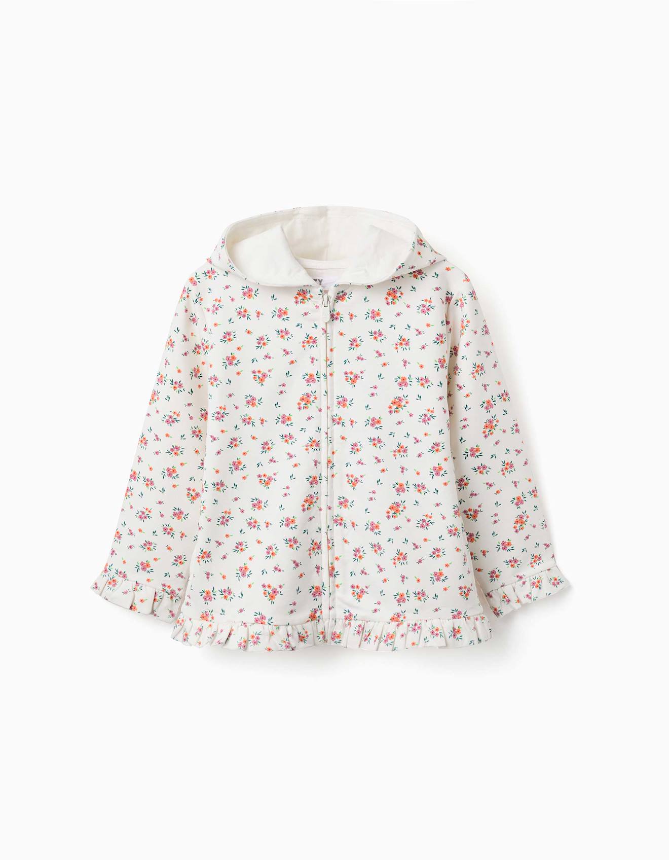 Sweat Zippé En Molleton À Capuche Avec Motif Floral Beige Clair