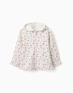 -Sweat zippé en molleton à capuche avec motif floral