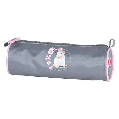 Fille-Accessoires-Fourniture scolaire-Trousse ronde teo jasmin 22 cm cerise - fermeture zippée teo jasmin