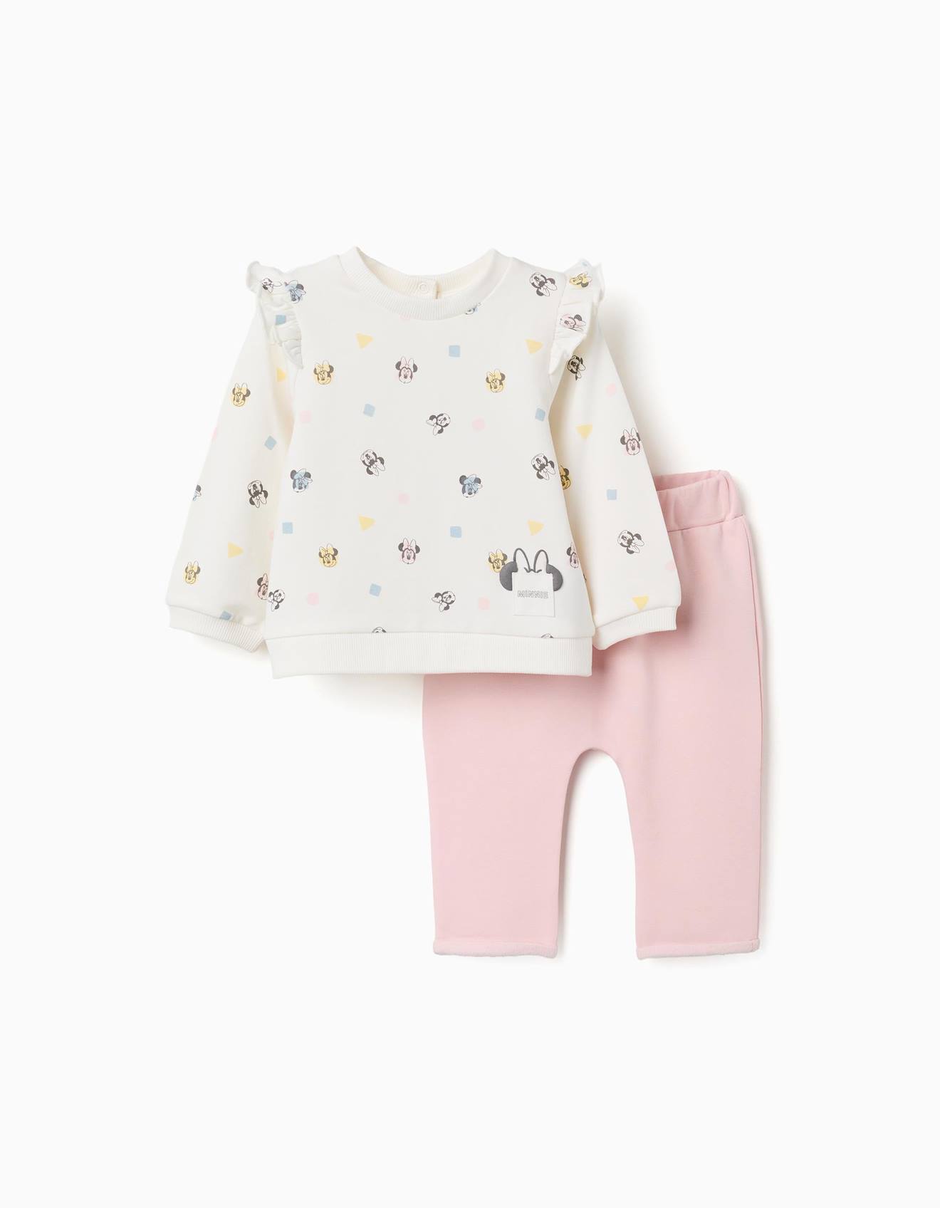Ensemble De Jogging En Coton Peigné Avec Motif Minnie Blanc