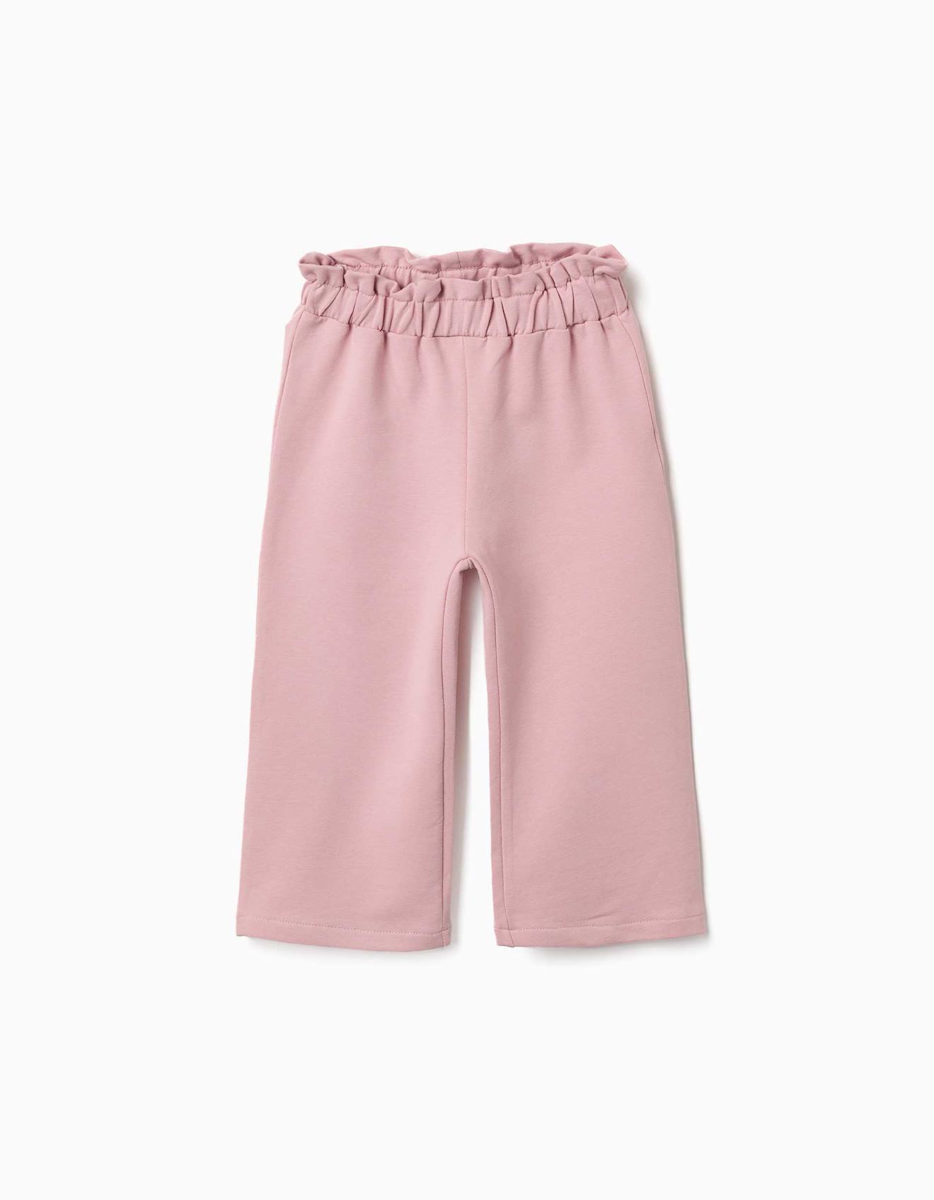 Pantalon À Jambe Large En Molleton Avec Taille Élastique Rose Clair