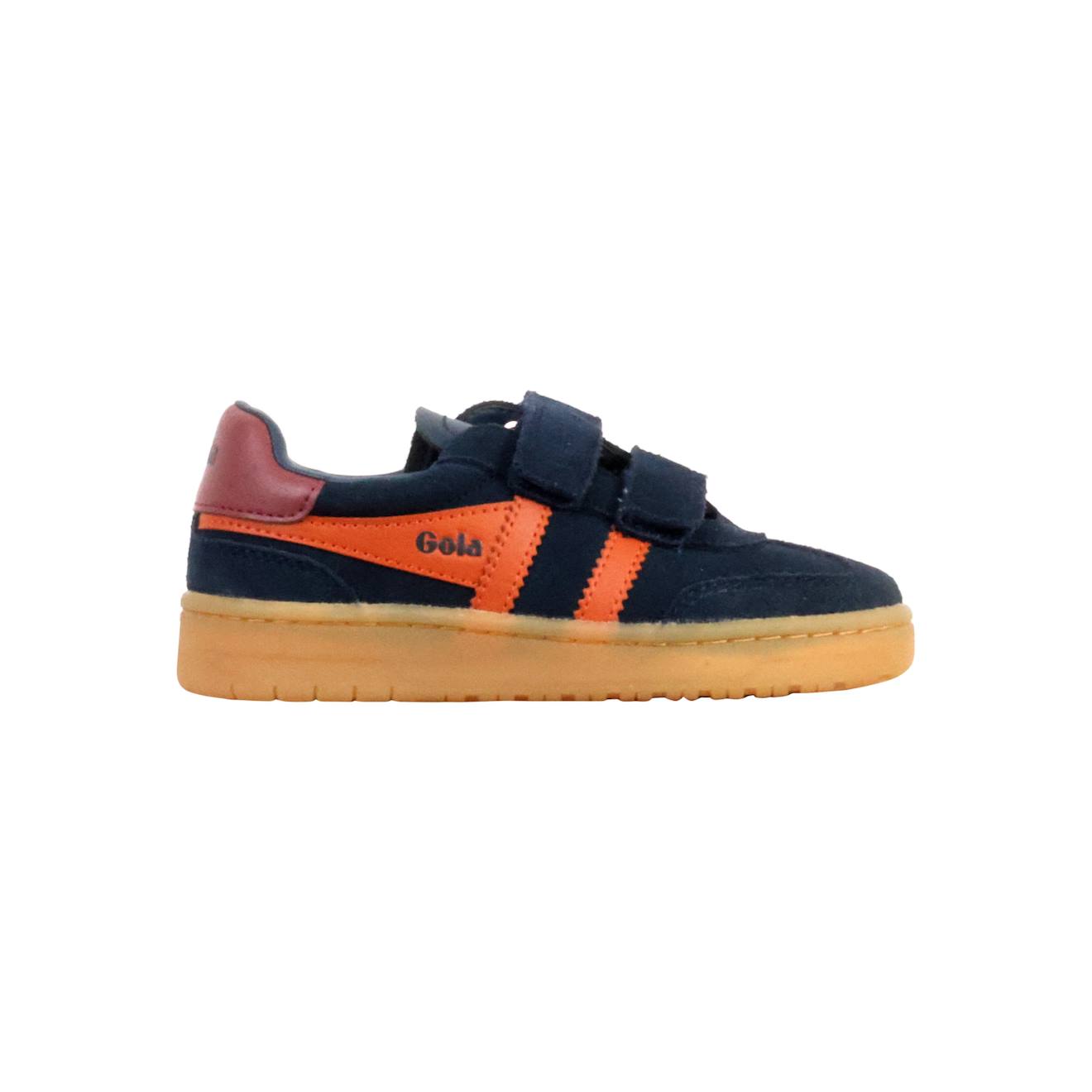 Baskets Enfant Basses À Scratch Marine Orange