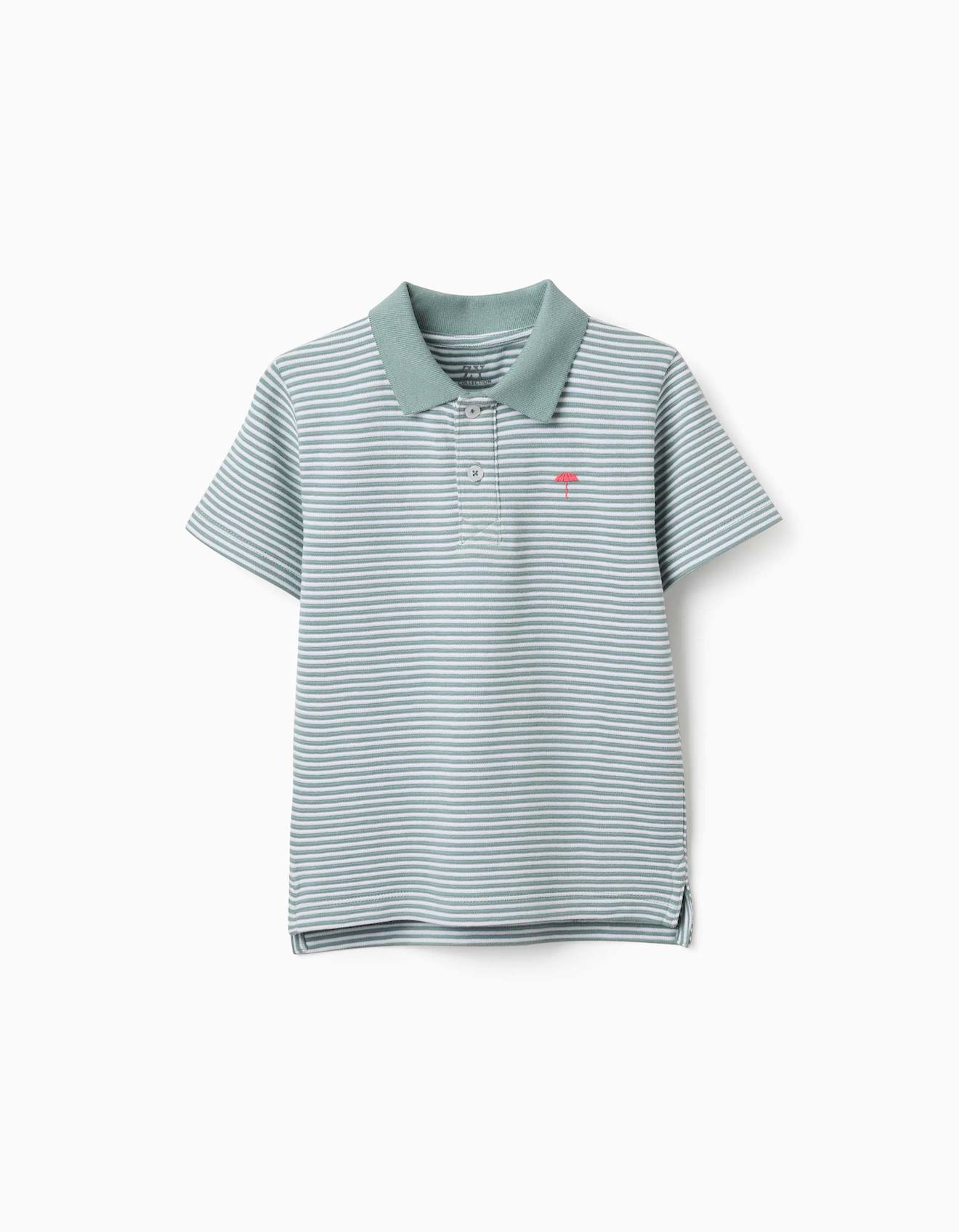 Polo En Coton Rayures Avec Imprim Vert Clair 19 €