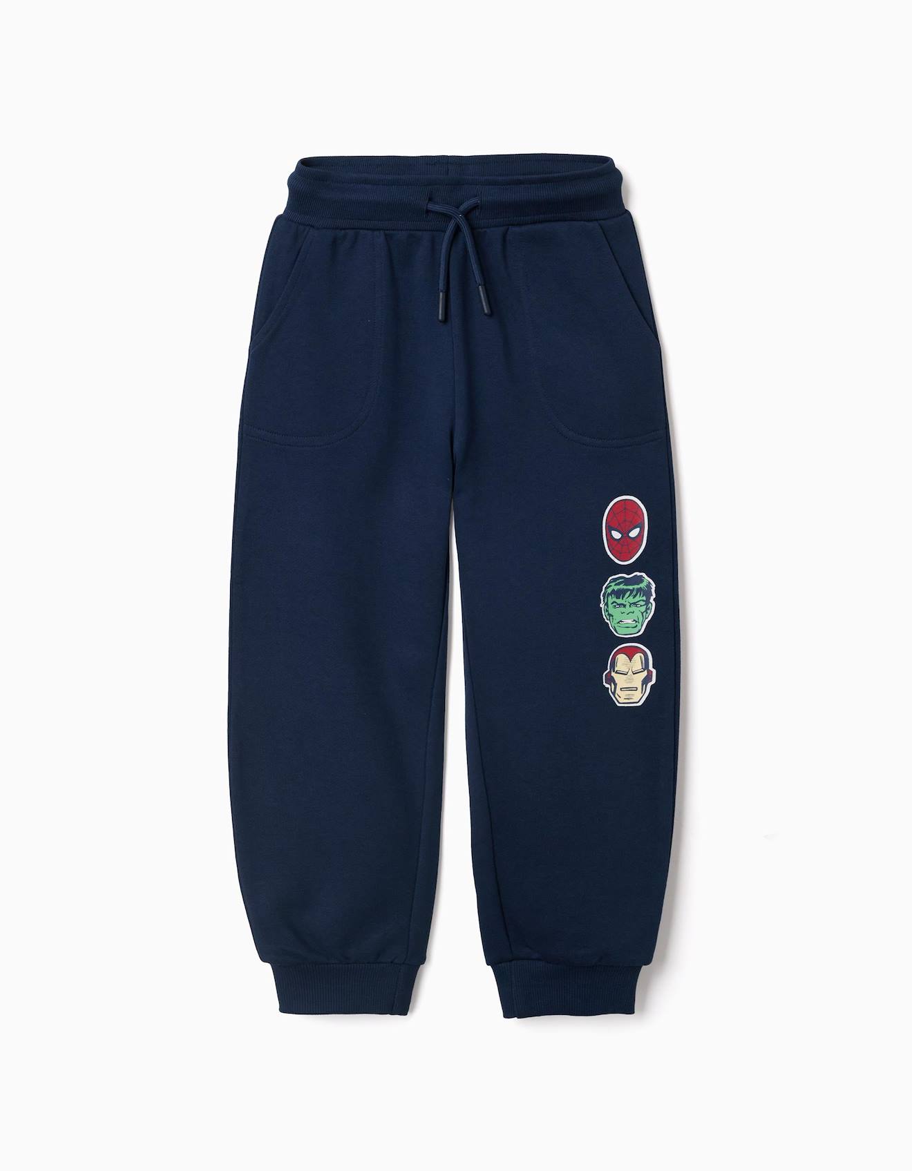 Pantalon De Jogging En Coton Avec Imprimé Marvel Et Cordon De Serrage Bleu Foncé Pantalon De Jogging En Coton Avec Imprimé Marvel Et Cordon De Serrage Bleu Foncé