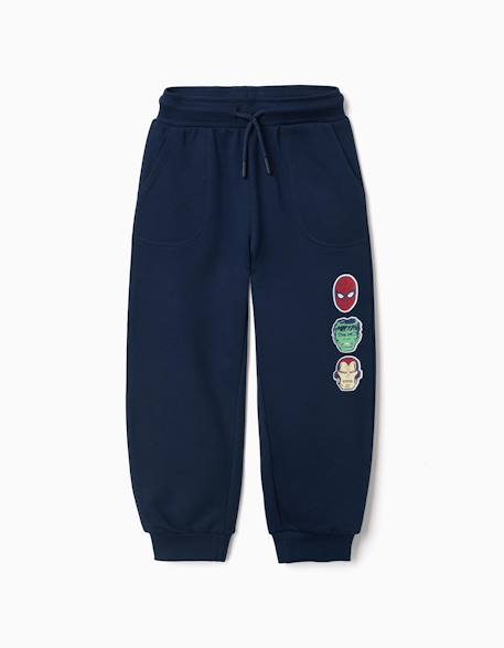 Garçon-Pantalon de jogging en coton avec imprimé marvel et cordon de serrage