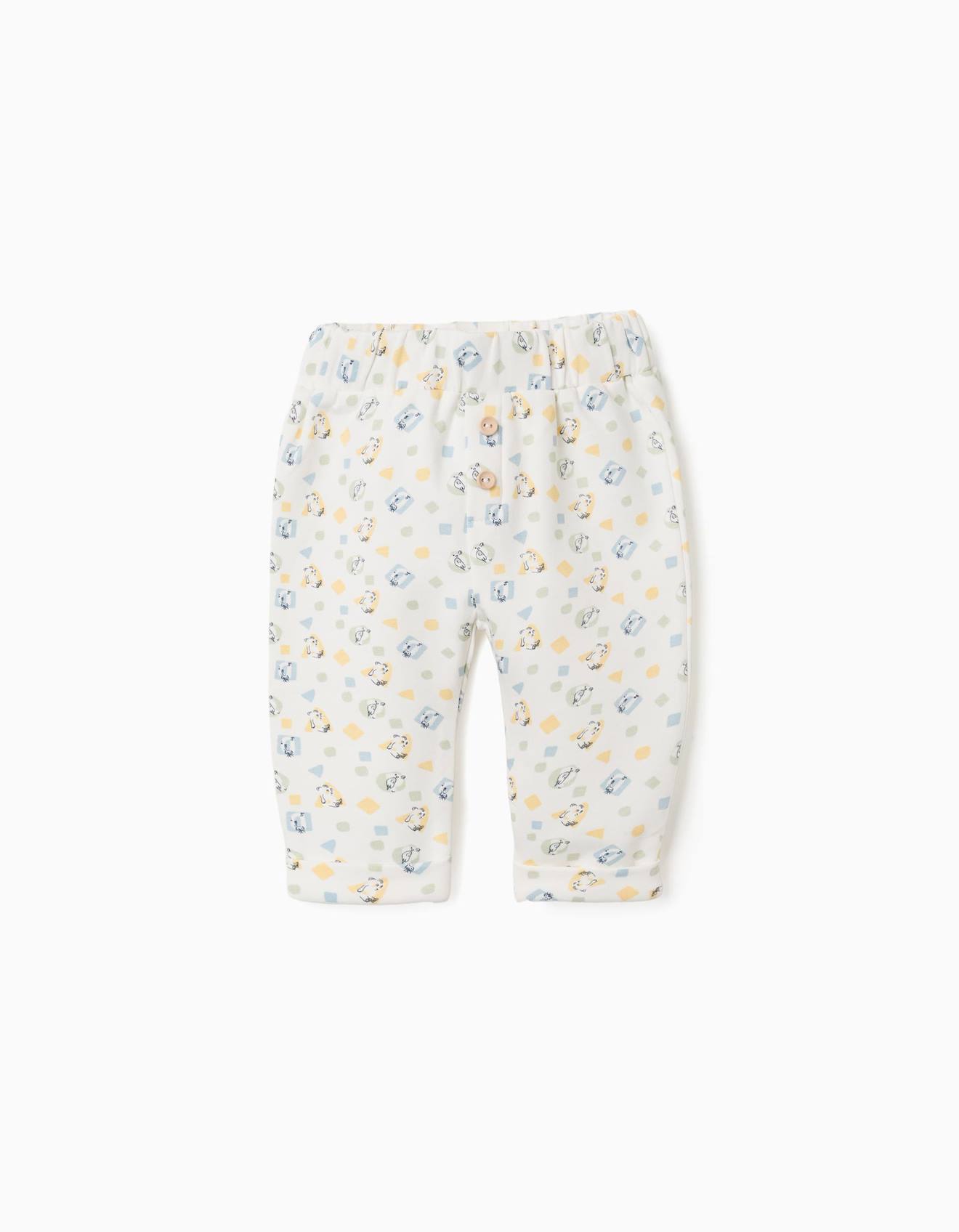 Pantalon En Coton Peign Avec Motif Color Blanc 15 €