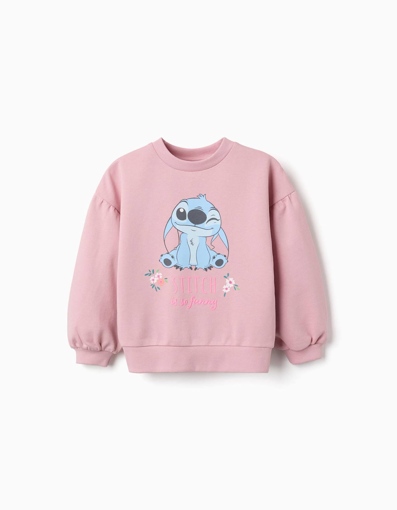 Sweat En Coton Avec Imprim Stitch Et paules Tombantes Rose Clair 30 €