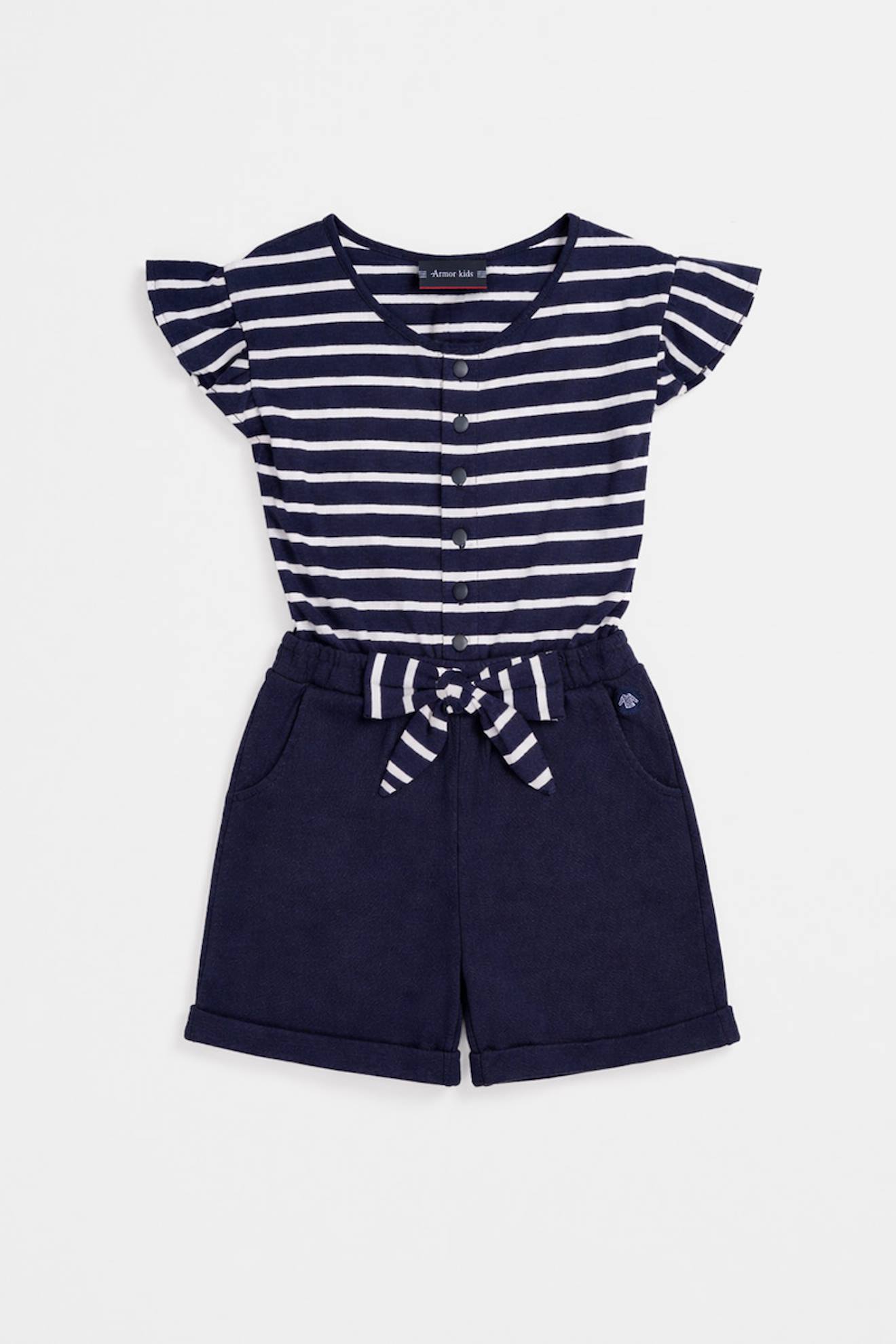 Combi-short Fille - Coton Lger Marine Deep Blanc 49 €