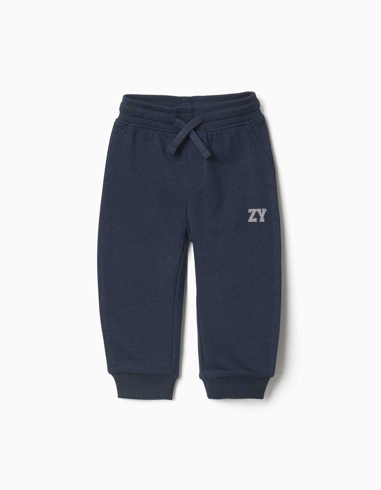 Pantalon De Jogging En Molleton Avec Cordon De Serrage Et Imprimé Bleu Foncé