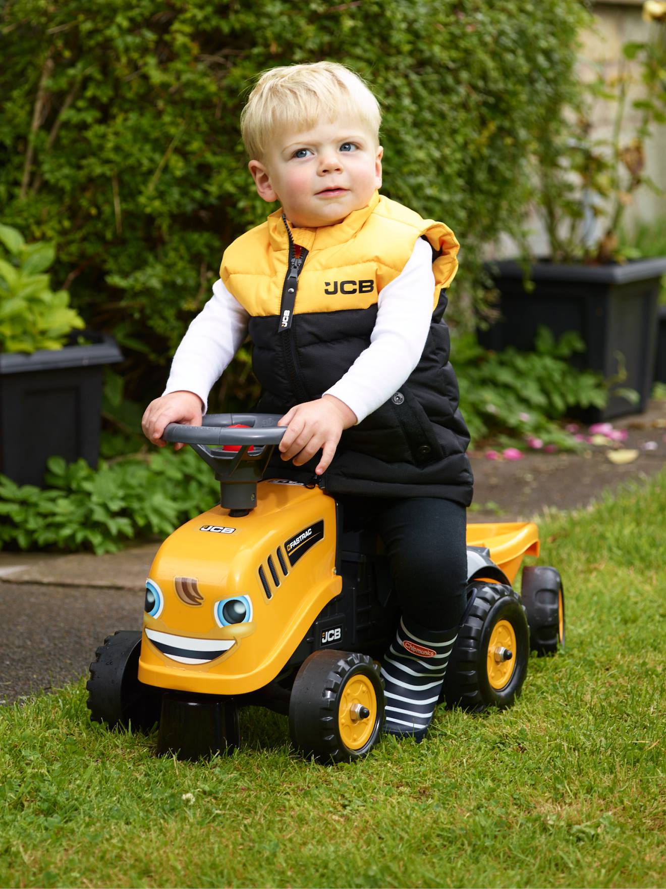 Porteur Tracteur Avec Remorque Jaune Jcb