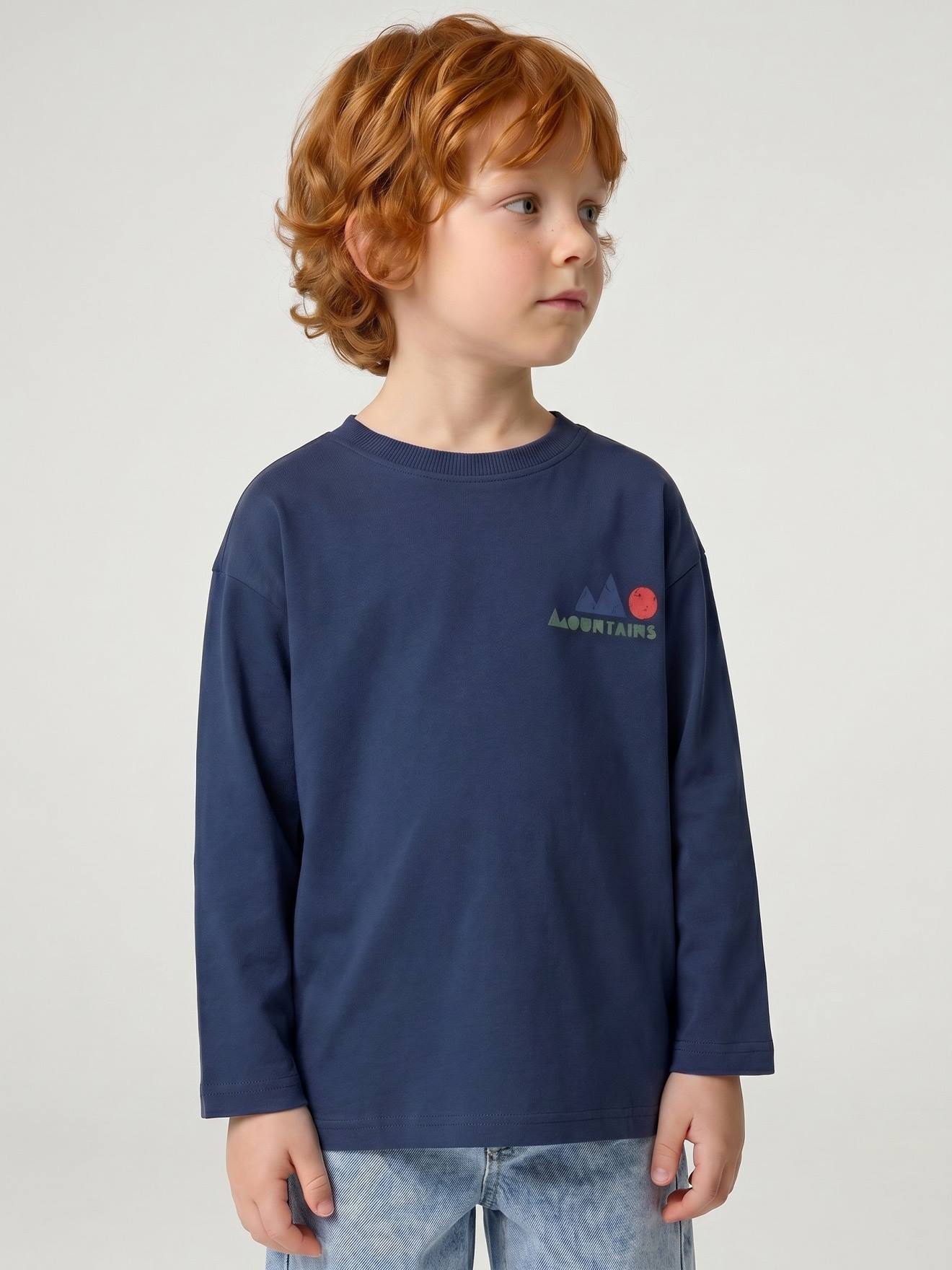 T-shirt manches longues garçon bleu océan
