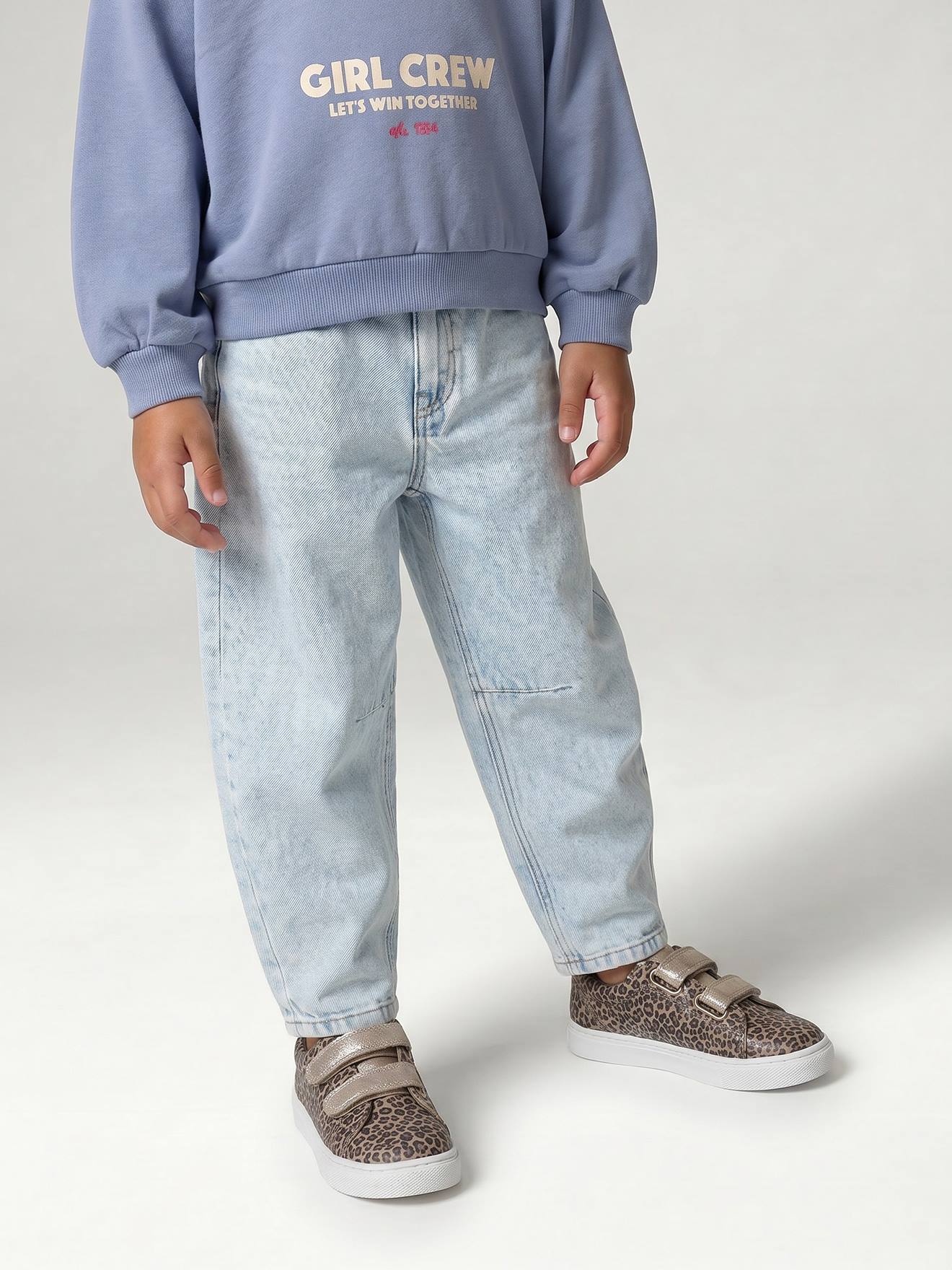 Jean balloon fille denim bleached