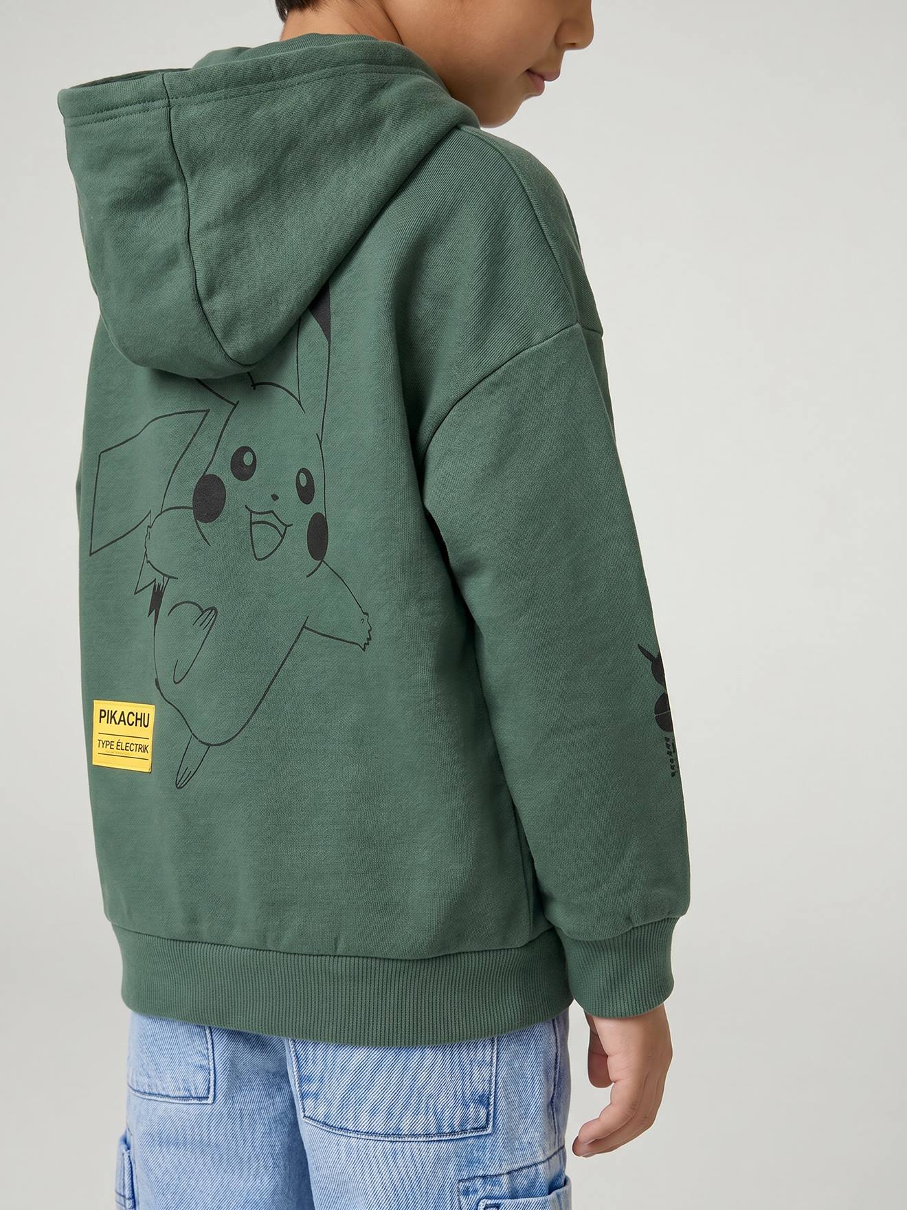 Sweat à capuche Pikachu garçon vert
