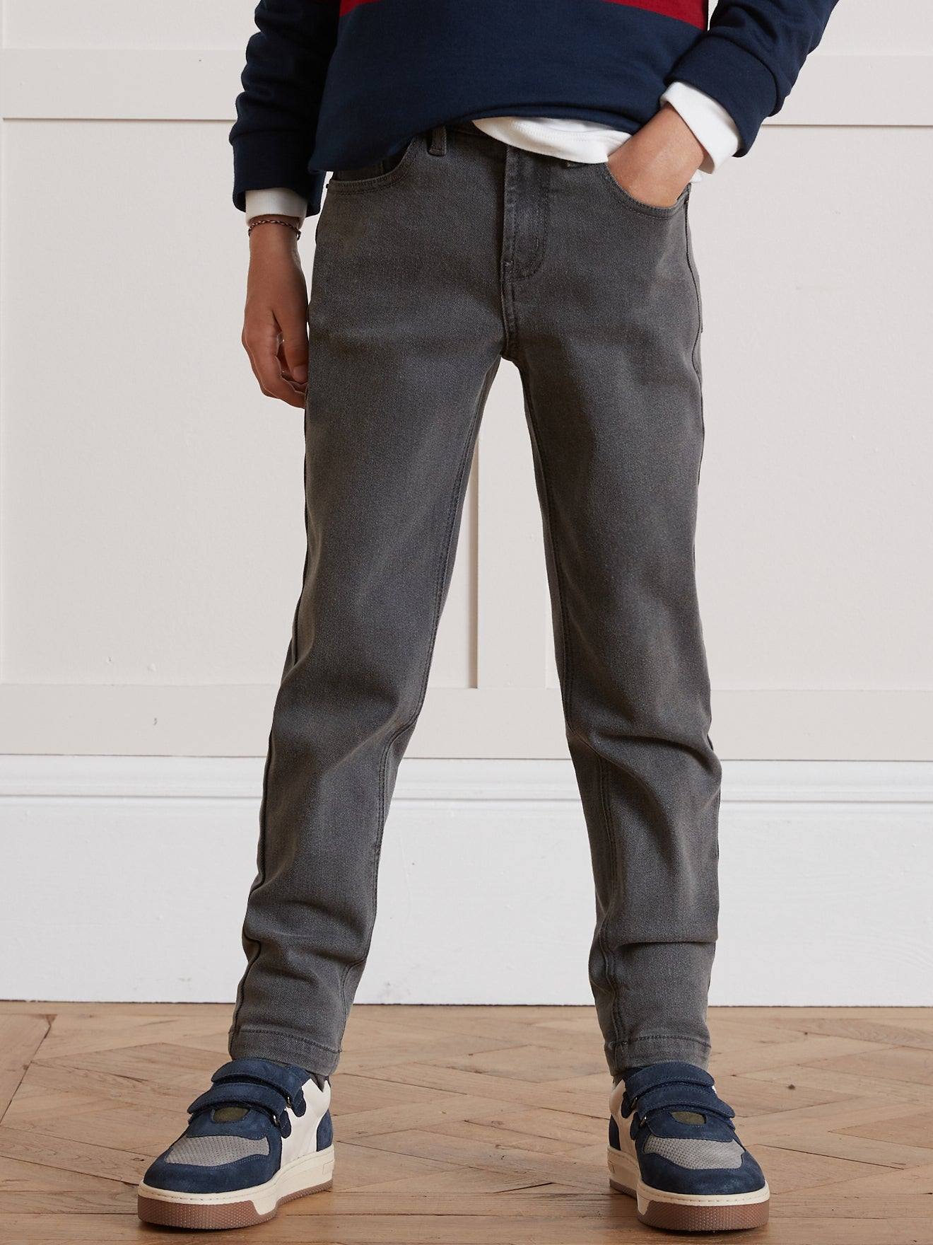 Pantalon Relax En Denim Garon Denim Gris Fonce 42$