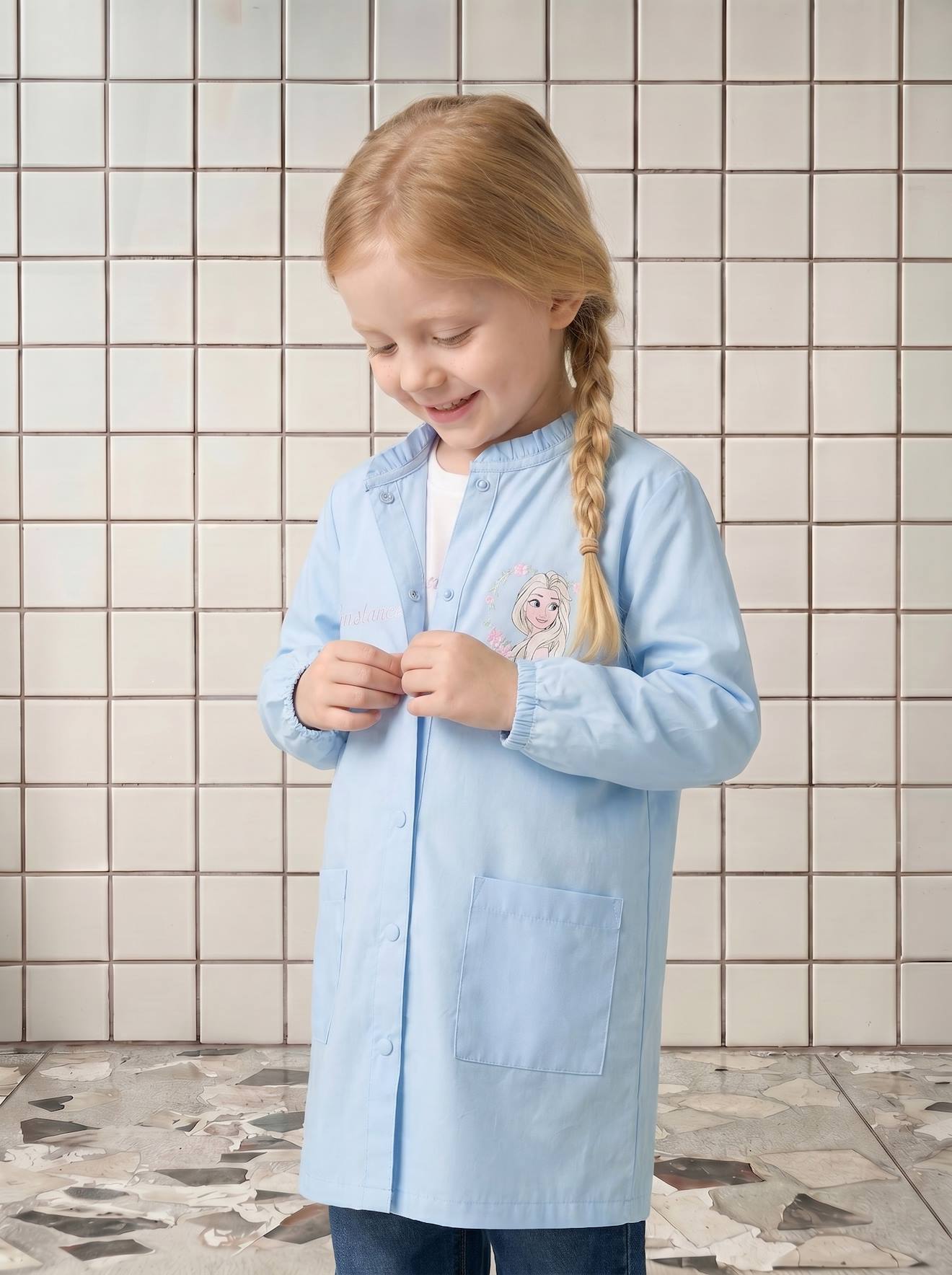 Tablier La Reine des Neiges personnalisable bleu ciel