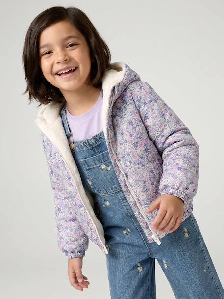 Coupe-vent fille à capuche réversible léopard/sherpa  - vertbaudet enfant