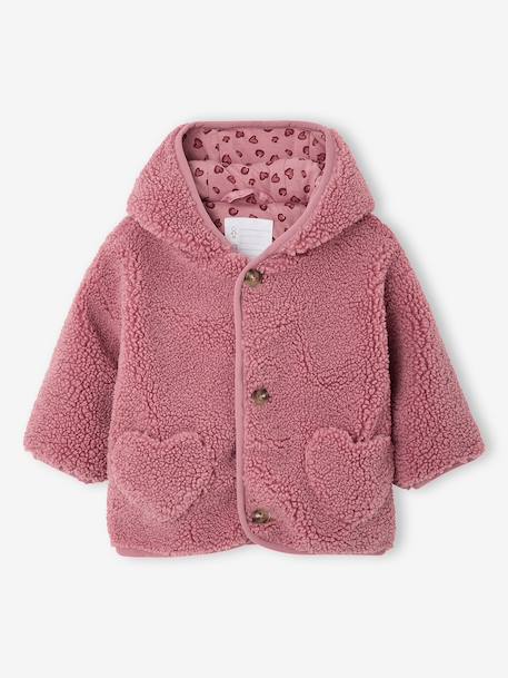 Bébé-Manteau bébé en sherpa avec doublure imprimée "léopard"