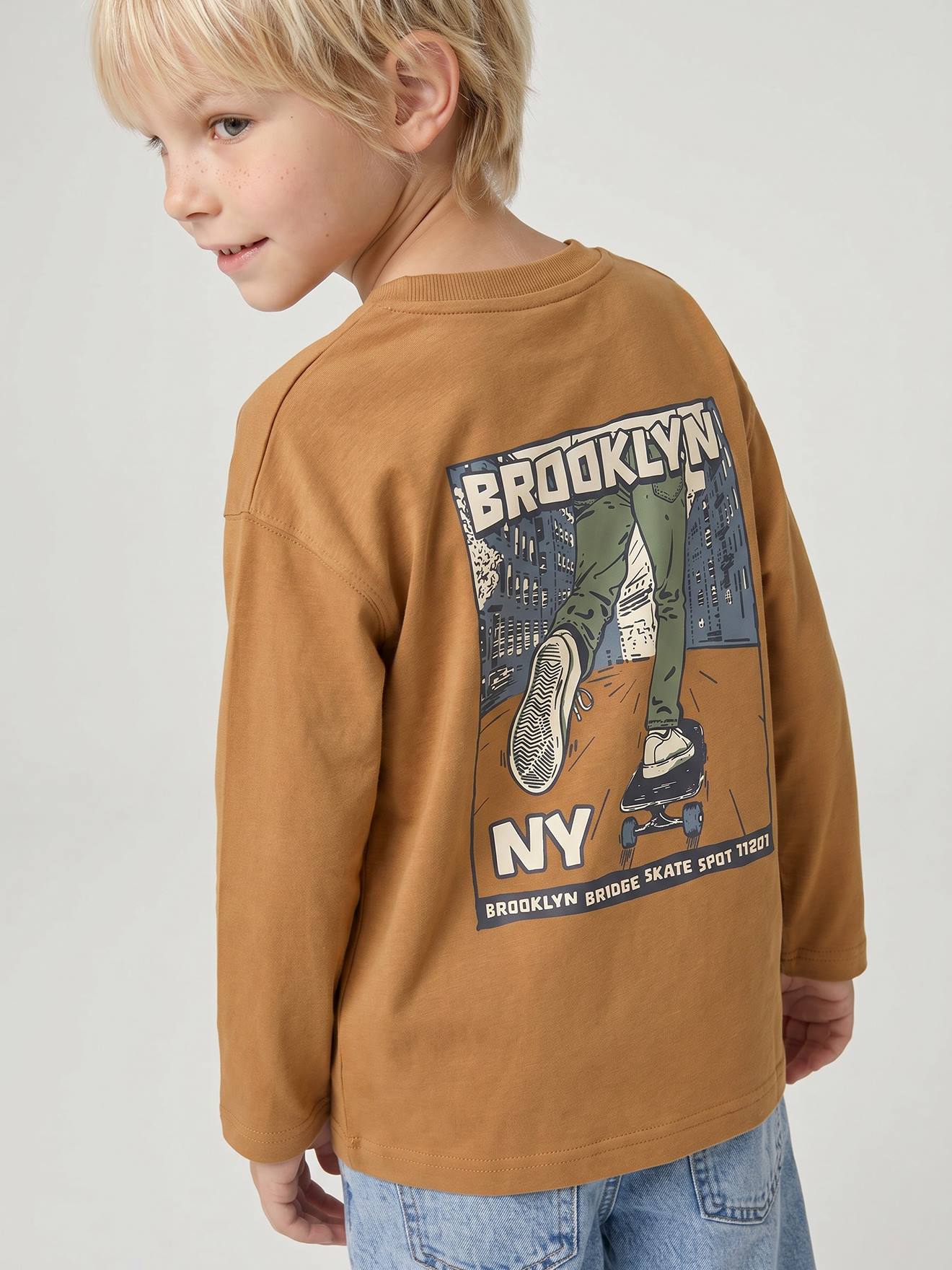 T-shirt manches longues garçon ocre