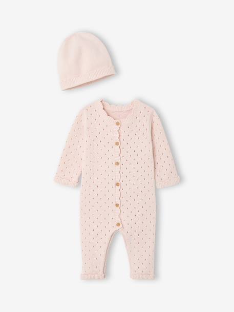 Bébé-Ensemble combinaison et bonnet naissance fille