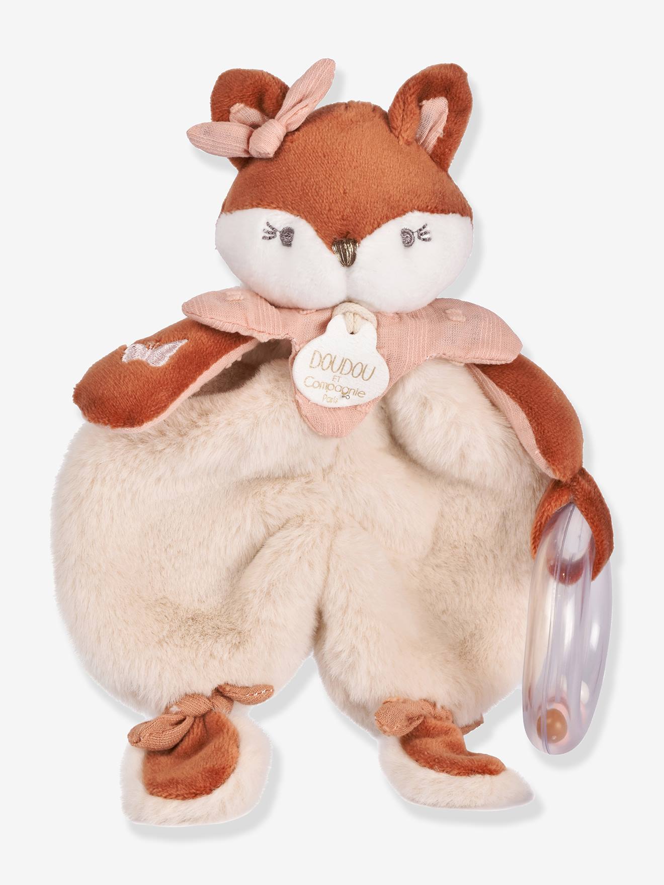 Doudou hochet sensoriel Mina Renard marron