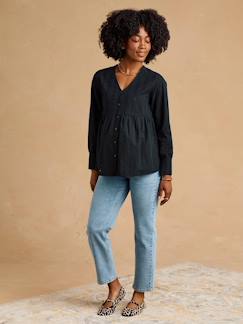 Vêtements de grossesse-Blouse grossesse et allaitement en broderie anglaise