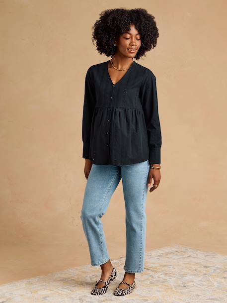 Blouse grossesse et allaitement en broderie anglaise noir+olive 1 - vertbaudet enfant 
