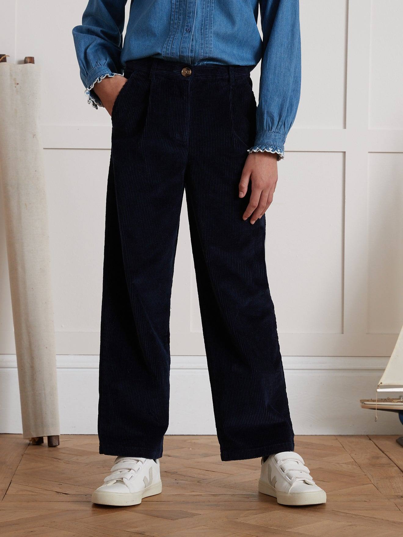 Pantalon Flare En Velours Marine 45$