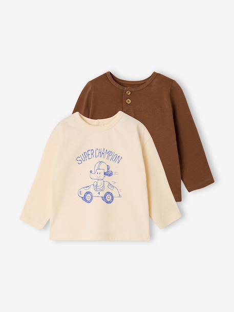 Bébé-Lot de 2 T-shirts bébé garçon manches longues