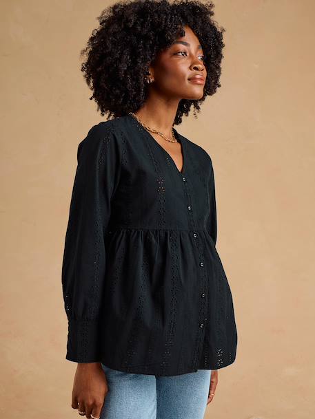 Blouse grossesse et allaitement en broderie anglaise noir+olive 5 - vertbaudet enfant 