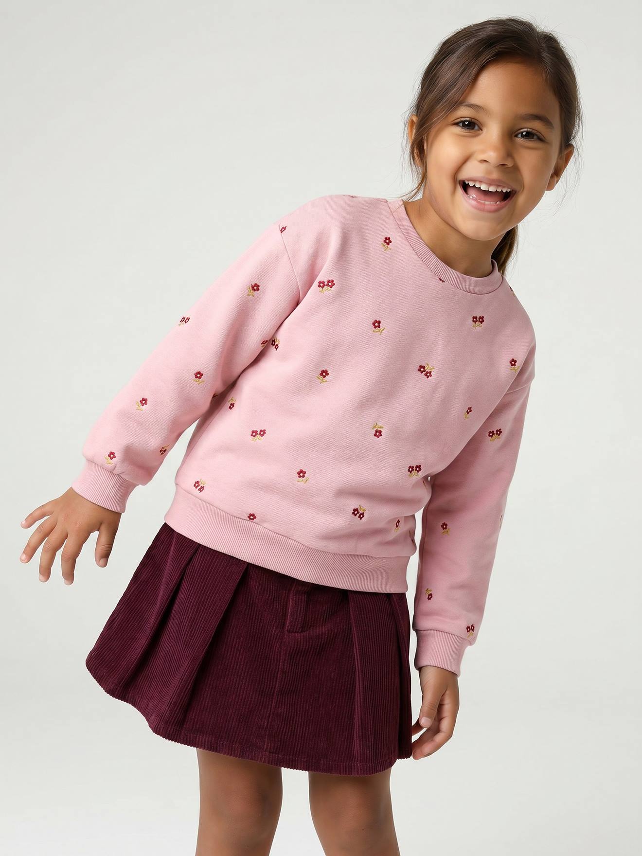 Sweat fille manches longues rose ple 23$