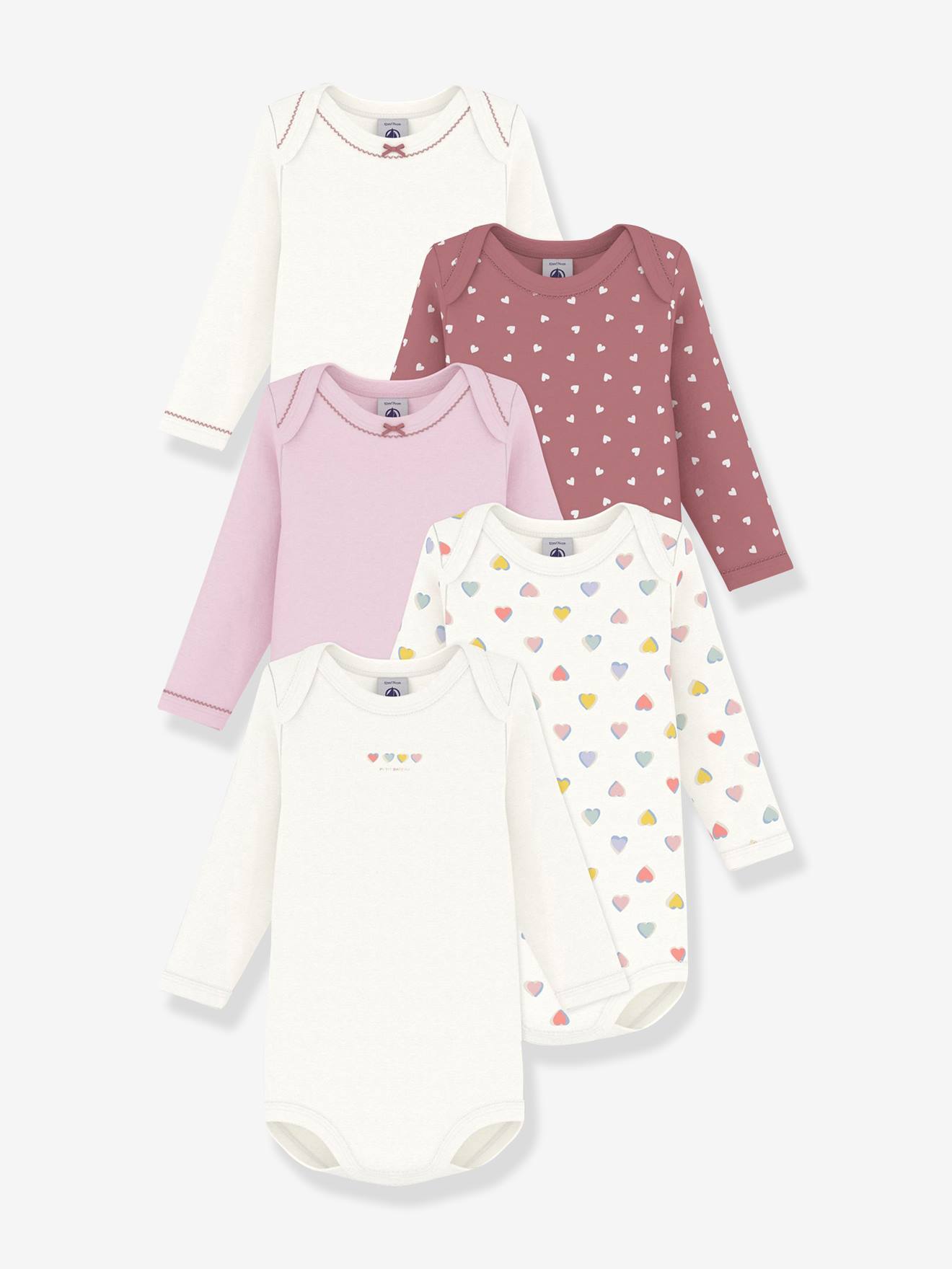 Lot de 5 bodies manches longues rose