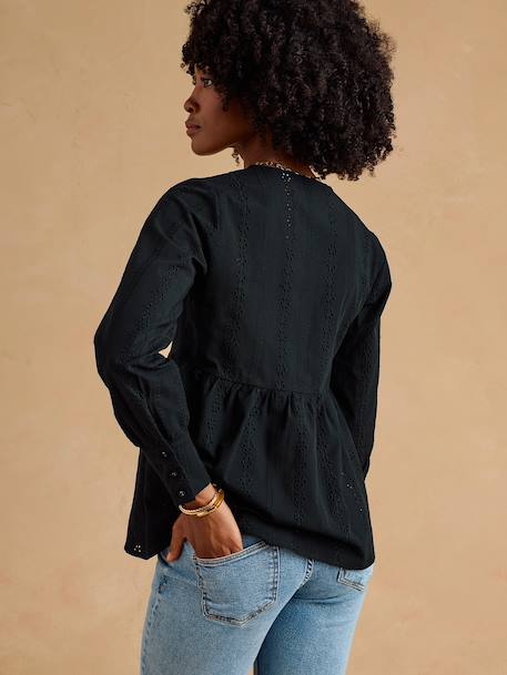 Blouse grossesse et allaitement en broderie anglaise noir+olive 2 - vertbaudet enfant 