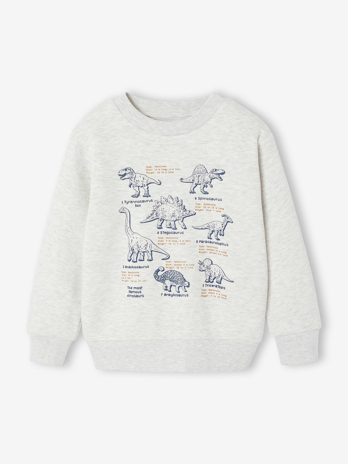 Sweat garçon col rond manches longues blanc chiné