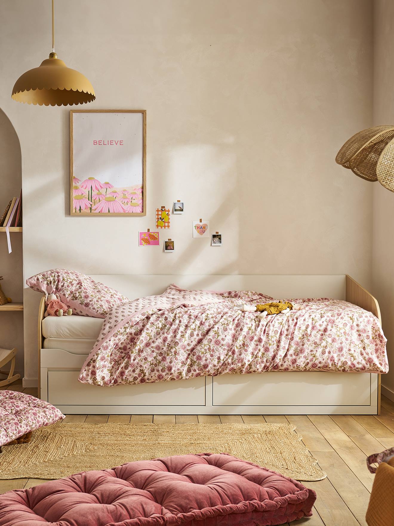 Lit gigogne 80x200cm avec rangement YEL blanc Lit gigogne 80x200cm avec rangement YEL blanc