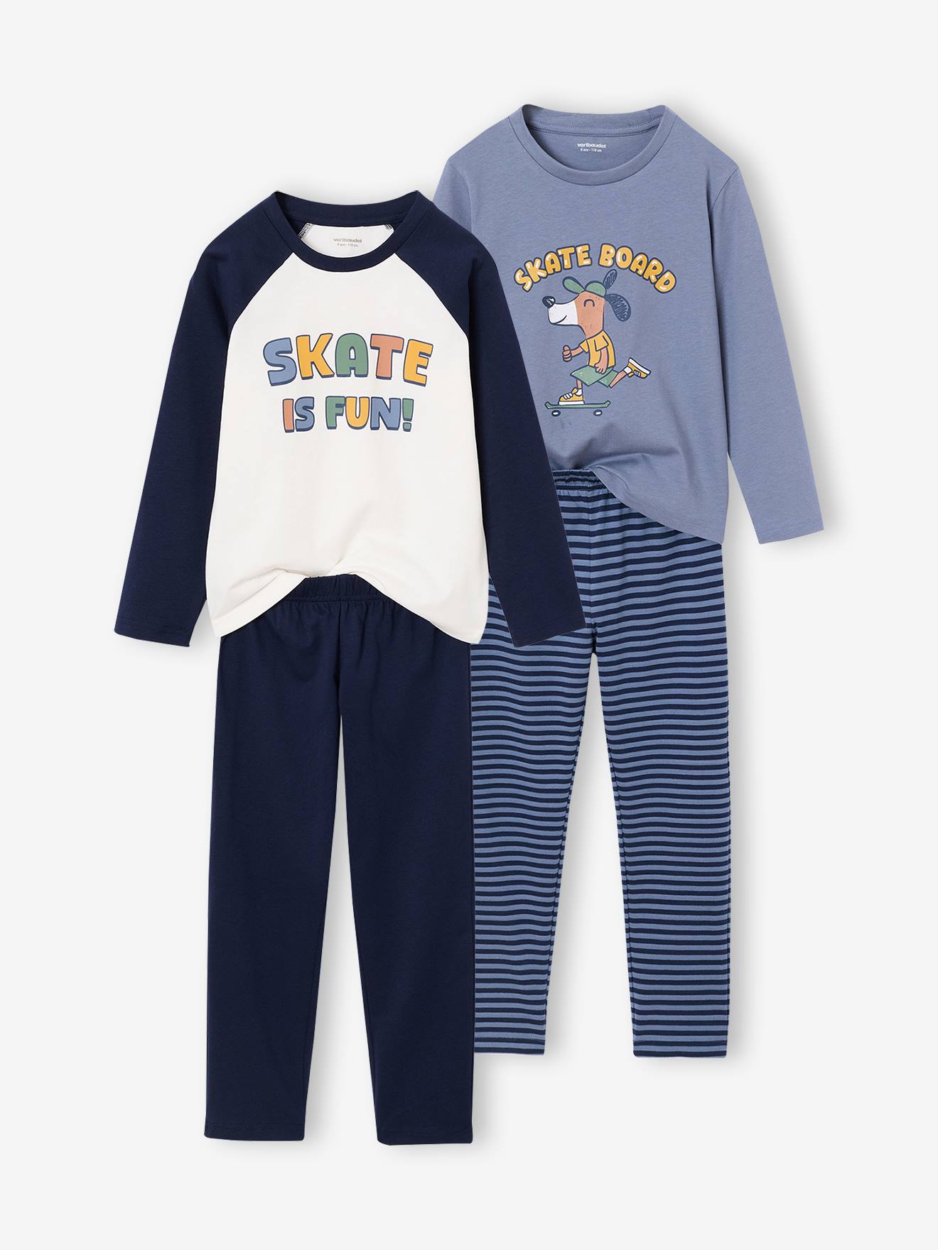 Lot de 2 pyjamas garçon bleu grisé