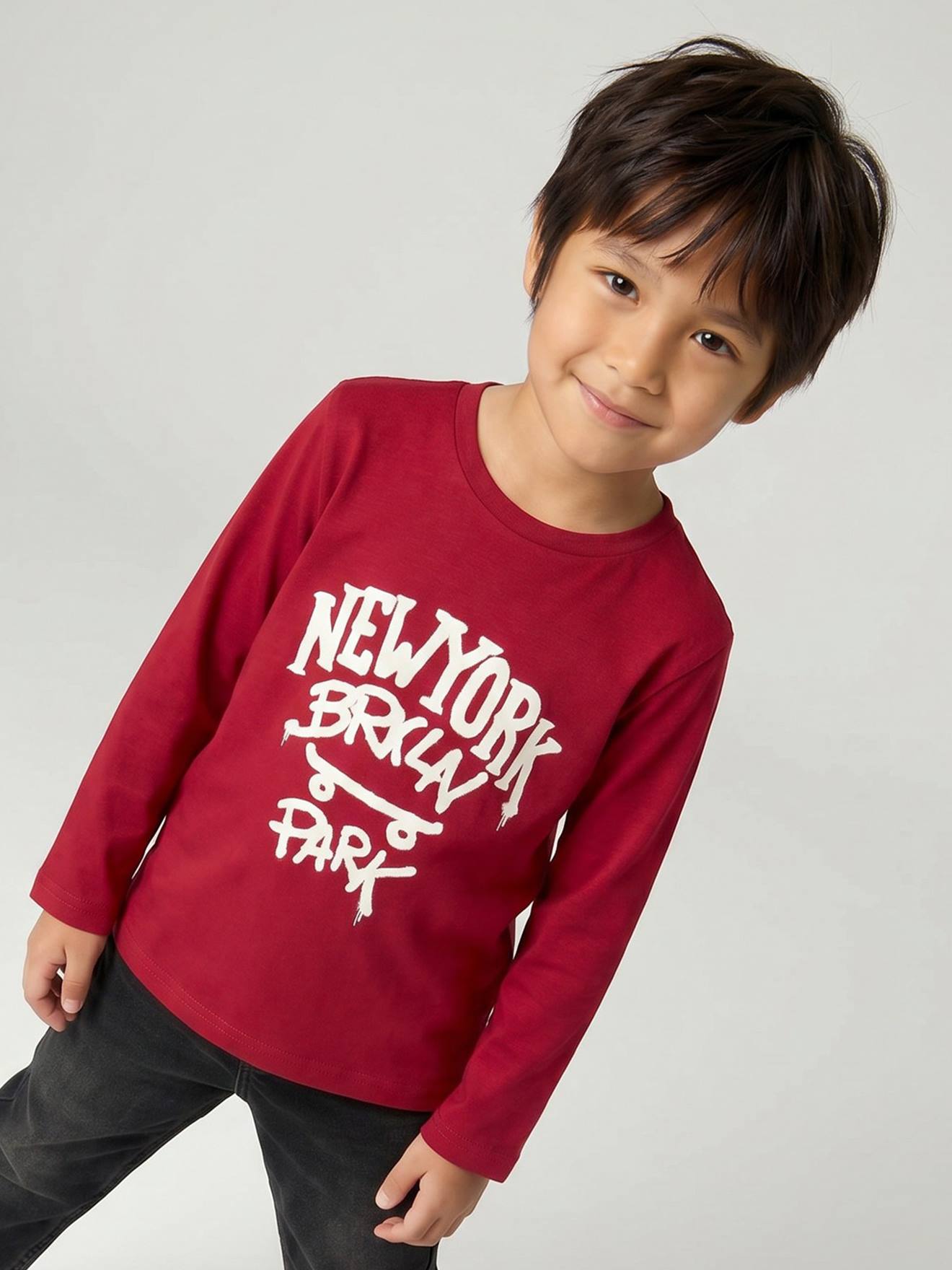 T-shirt manches longues garçon rouge