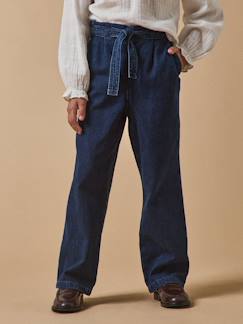 -Pantalon large fille denim light