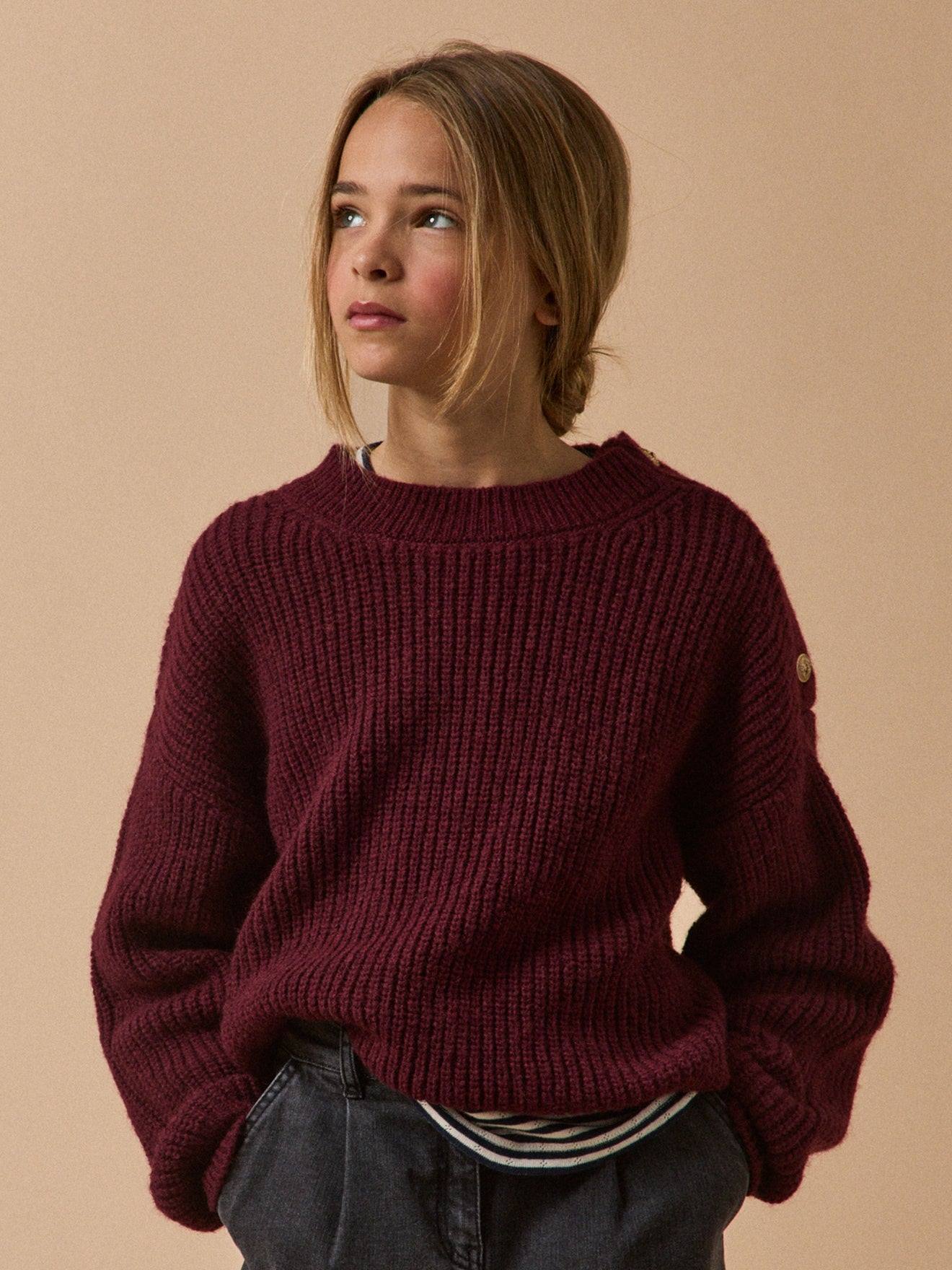 Pull Élégant Fille Bordeaux