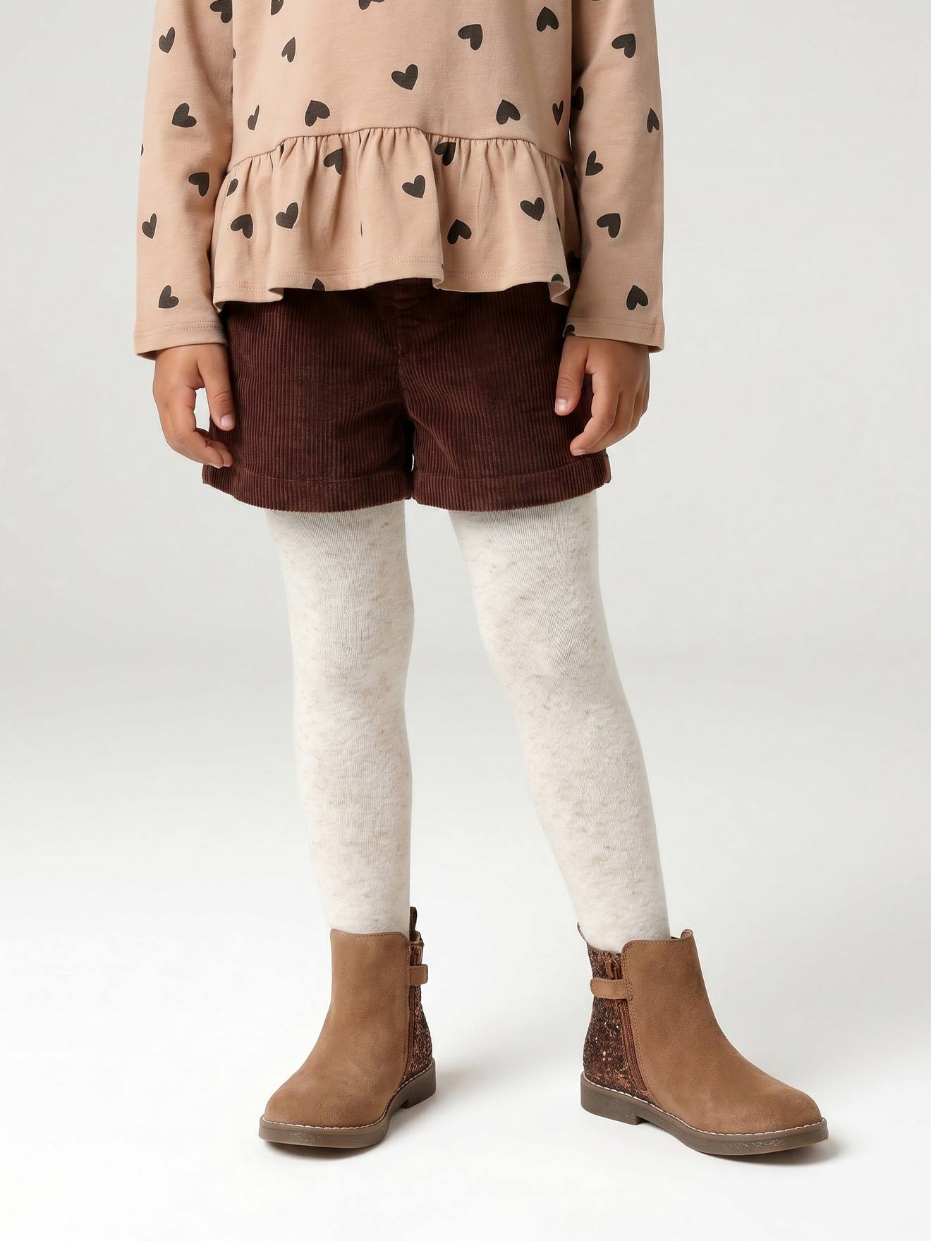 Short en velours forme paperbag fille chocolat