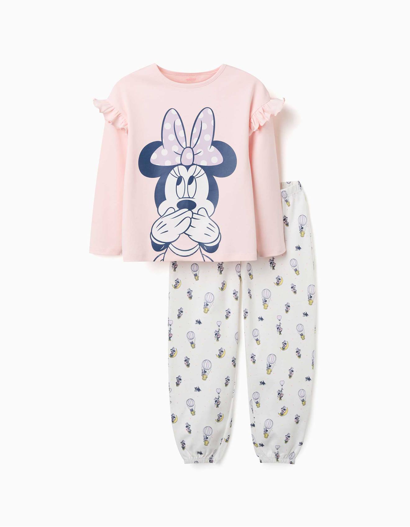 Pyjama Long En Coton Avec Imprimés Minnie Rose Clair