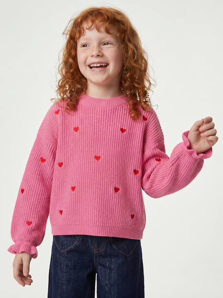 Fille-Pull, gilet, sweat-Pull fille manches longues col rond