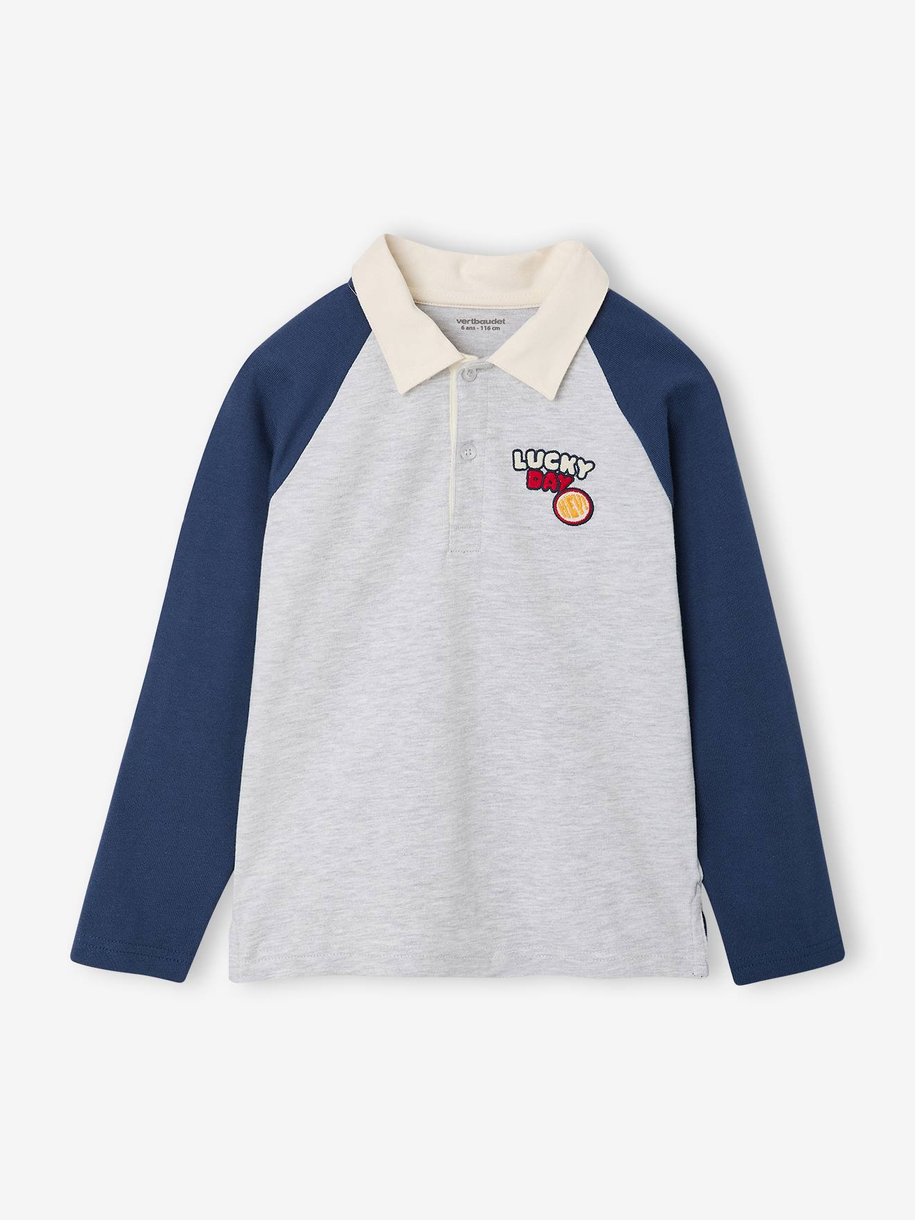 Polo manches longues garon gris chin 19$