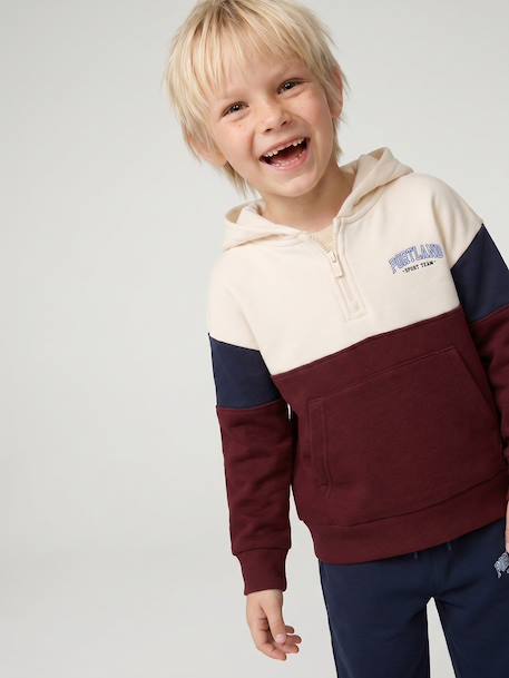 Garçon-Pull, gilet, sweat-Sweat capuche garçon colorblock