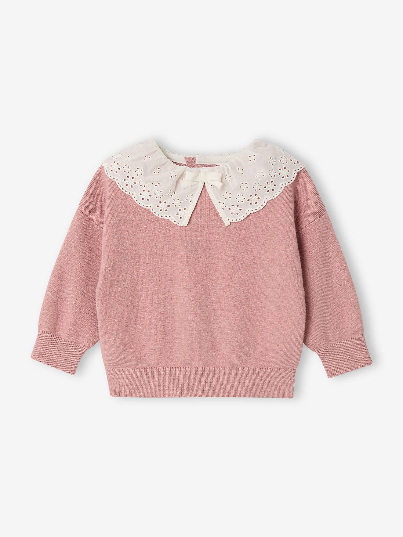 Pull bébé fille manches longues mauve