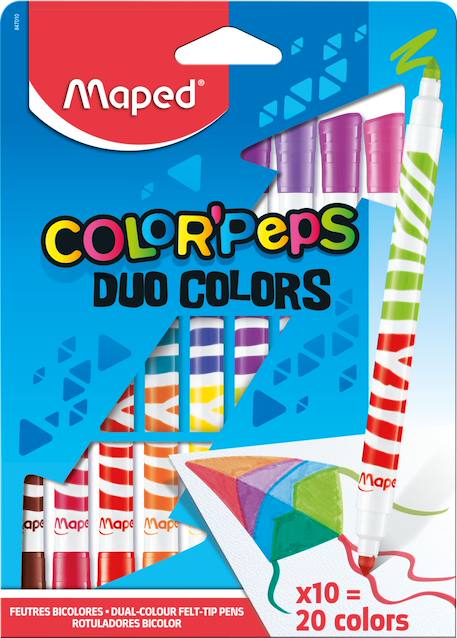 Fille-Accessoires-Fourniture scolaire-stylo, règle, ciseaux-Feutres de coloriage 2 en 1 duo