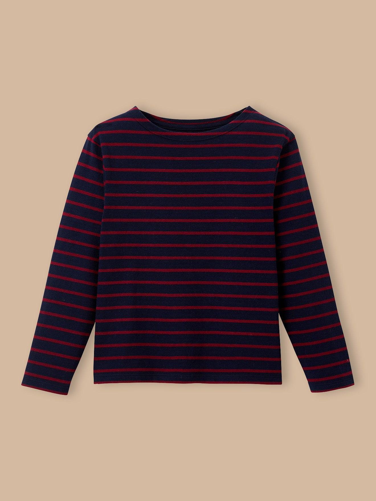 T-shirt Marinière Garçon Rayure Bordeaux